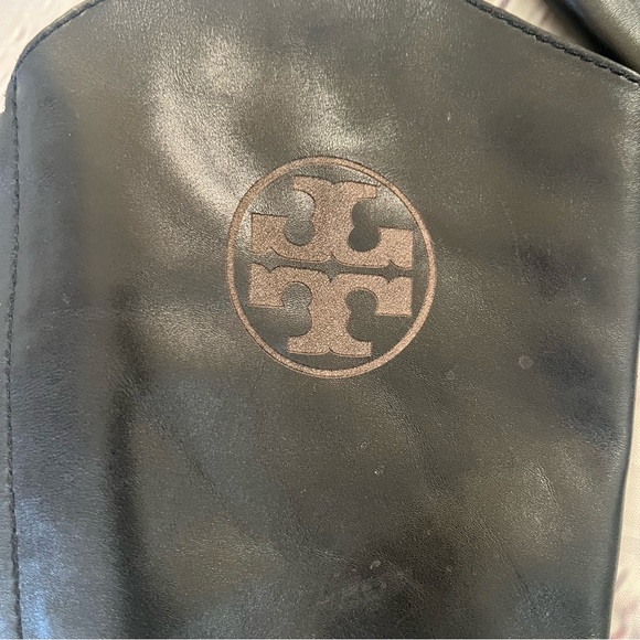 Tory Burch Rubber & Leather Tall Logo Boots Sz 6M *damaged zipper* - Picture 3 of 9